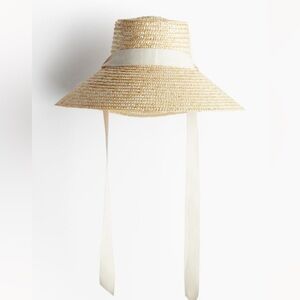 H&M Natural Straw Hat with White Ribbon